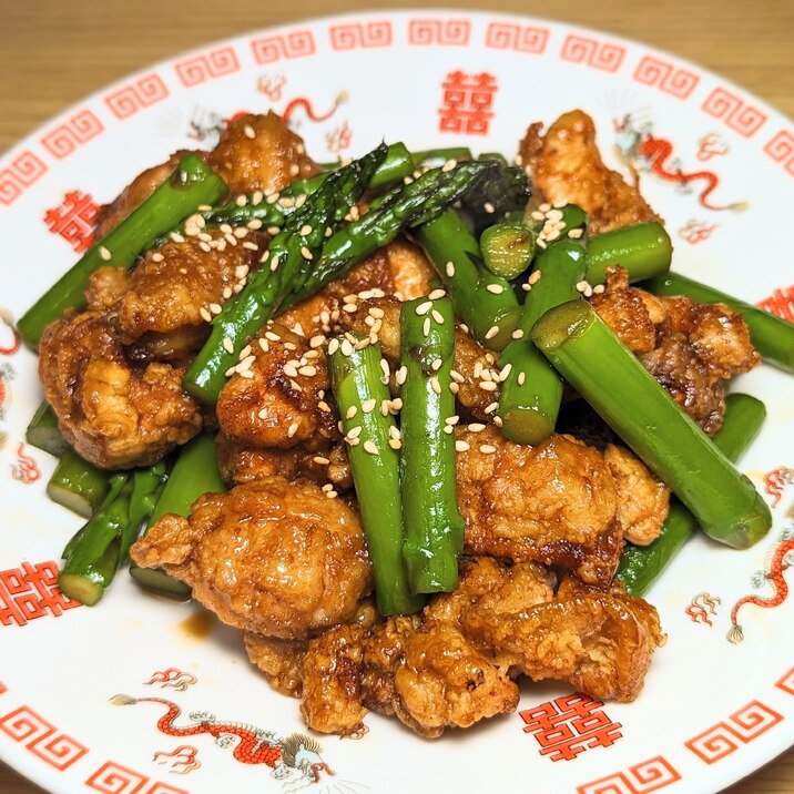 簡単、アスパラガスと鶏肉の中華唐揚げ